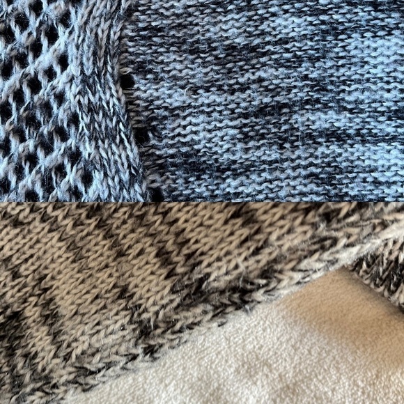 DEX Scoop Neck Open Knit Contrast Chiffon Back Sweater Large Gray / Black - Picture 16 of 16